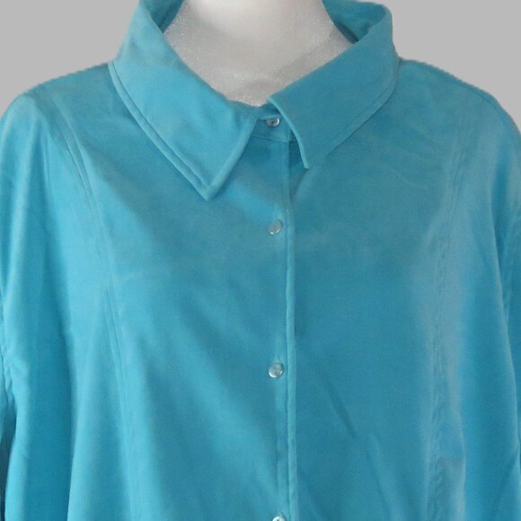 Jessica London Long Sleeve Button Up Blue Suede Style Top/Jacket Size 3X (C750) - Picture 1 of 6